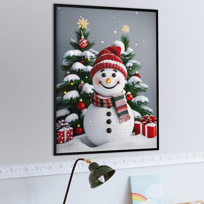 Wooden Puzzles for Adults 1000 Pieces, Christmas Winter Snowman, Each Piece is Unique and Perfectly Put Together, are Special Home Decorations, Fun Puzzles, Party Games, Family Toys