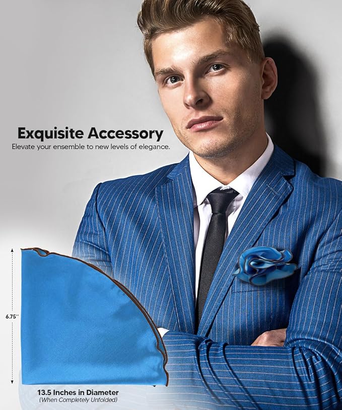 Premium Pre-Folded Four-Point Suit Pocket Square for Men with Sewn Pocket Fold