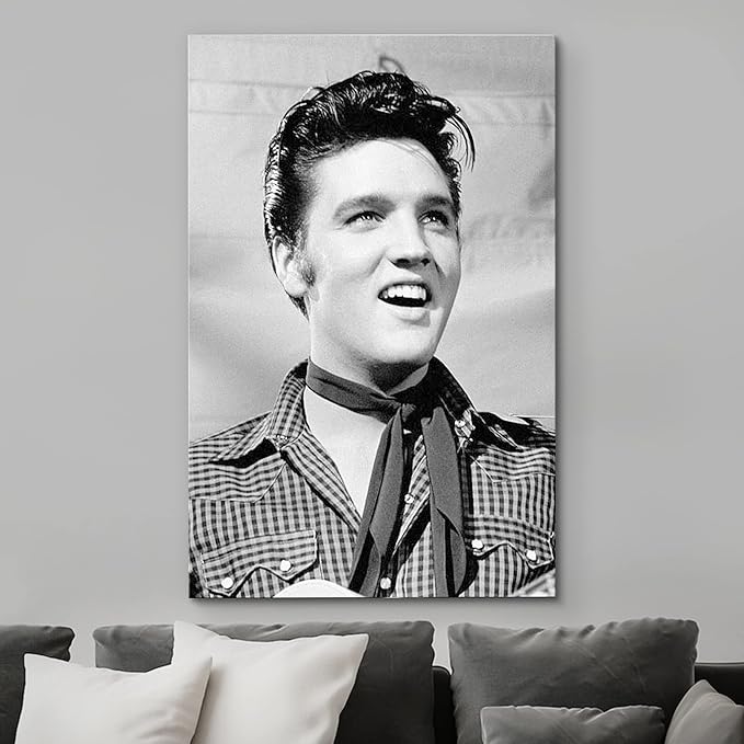 wall26 Canvas Print Wall Art Famous Celebrity Musician Rock & Roll Elvis Presley Historic Classic Photography Realism Traditional Portrait Vintage Retro for Living Room, Bedroom, Office - 16"x24"