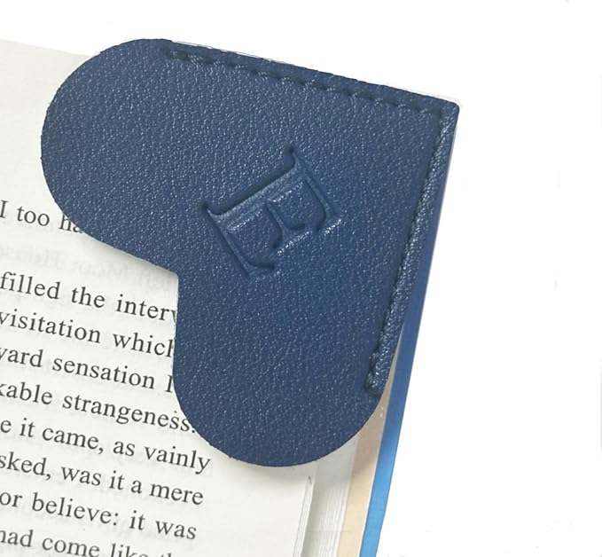 MOTEERLLU Personalized Leather Heart Bookmark with Initials, Cute Custom Corner Bookmarks for Reading Women, Men, Kids, Teachers, Book Lovers Gifts(Blue E)