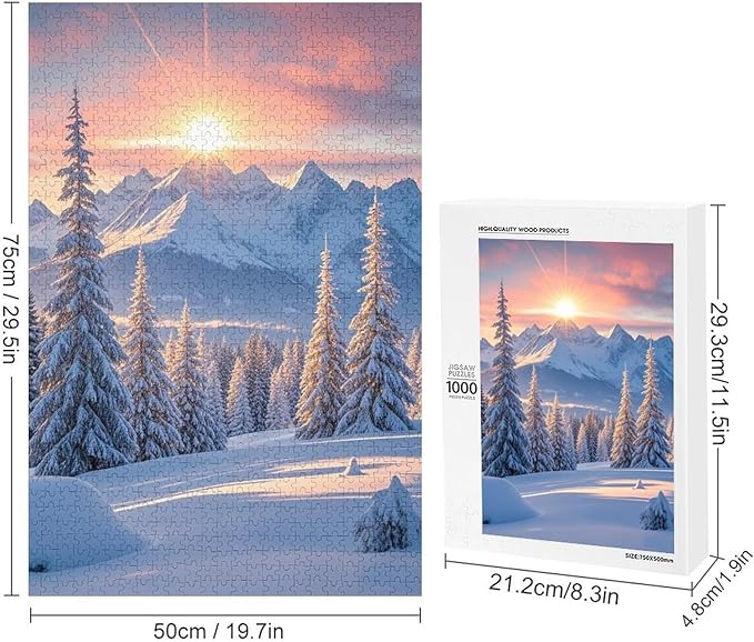 Funny Wooden Puzzle - Golden Winter Puzzle for Adult 1000 Piece，Wooden Jigsaw Puzzles Art Leisure Game Fun Suitable Family Friends Educational Learning Games Gift