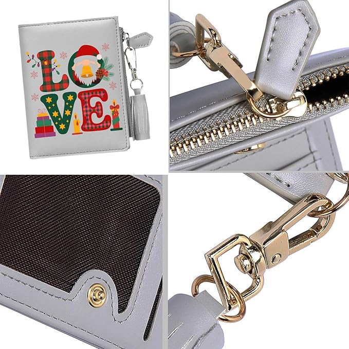 GEEAD Custom Design Small Wallets for Women Bifold Slim Coin Purse Zipper ID Card Holder for Christmas