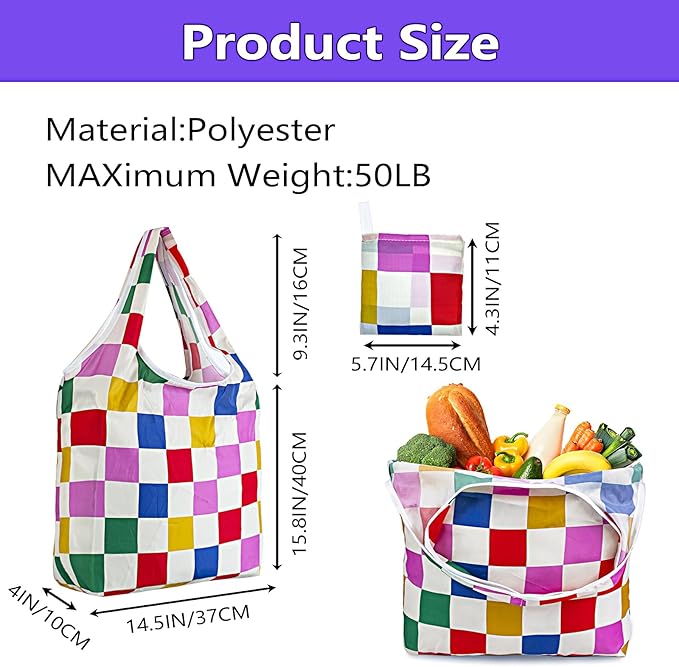 LOLOMLO 6 Pack Eco-Friendly Reusable Grocery Bags Lightweight Durable Washable Shopping Tote Foldable Outings Storage Pouch