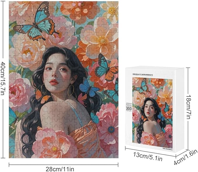 Wooden Puzzle - African American Afro Woman Jigsaw Puzzles，Wooden Puzzles for Adults 300 Pieces Unique Gifts for Wall Art，Challenge Puzzles，Educational Games，Family Puzzles
