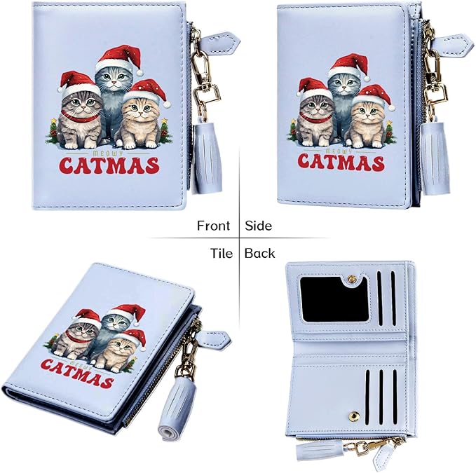 GEEAD Custom Design Small Wallets for Women Bifold Slim Coin Purse Zipper ID Card Holder for Christmas