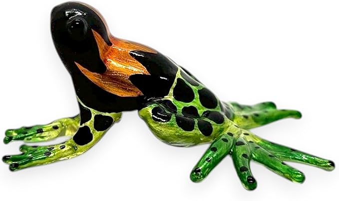WitnyStore 2¼" Black Orange Green Frog Artistic Blown Glass Figurine Premium Hand-Blown Statue Tabletop Decoration Unique Collectible for Adult Collectors Handcrafted Elegant Home Room Decor