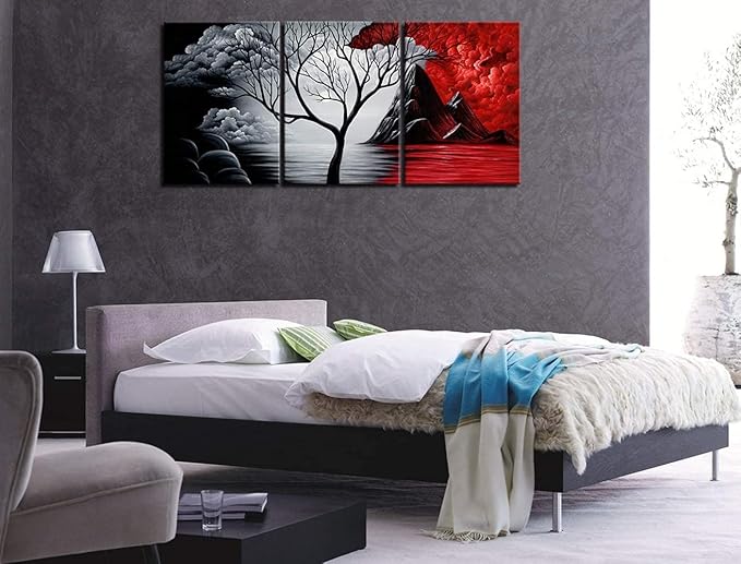 Wieco Art Extra Large The Cloud Tree Modern Gallery Wrapped Giclee Canvas Print Artwork Abstract Landscape 3 panels Pictures on Canvas Wall Art Ready to Hang for Living Room Kitchen Home Decor XL