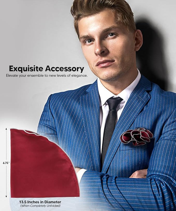 Premium Pre-Folded Four-Point Suit Pocket Square for Men with Sewn Pocket Fold