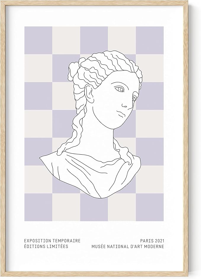 HAUS AND HUES Danish Pastel Wall Art – Purple Aesthetic Posters, Cute Room Decor, Danish Pastel Prints, Purple Wall Art (Beige Frame, 24x36)