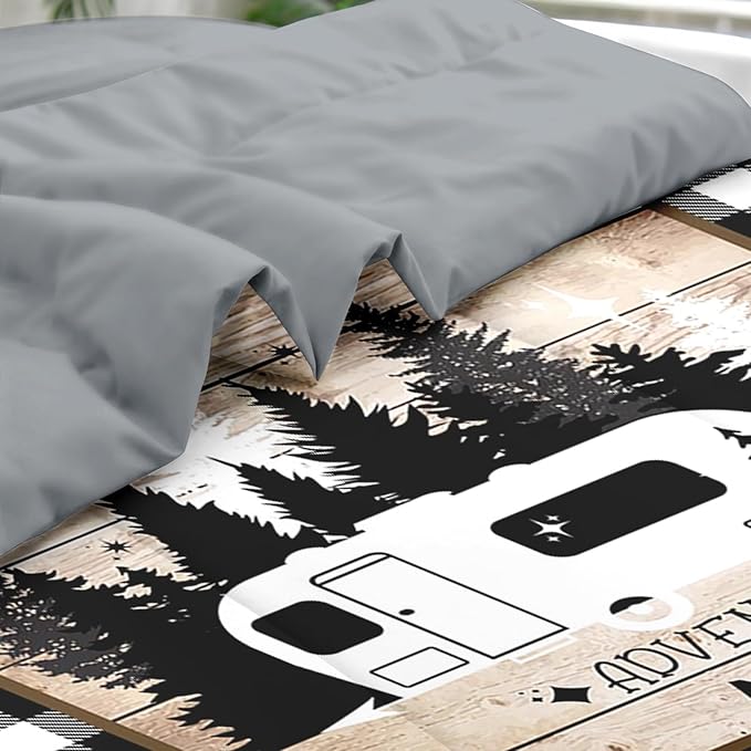 Comforter Set Full Size, Camping Camper Rv 7 Pcs Bedding for Kids and Adults, Car Family Bed Sheet Sets with Fitted Sheet 2 Pillowcases & 2 Shams for Bedroom Bed Decor