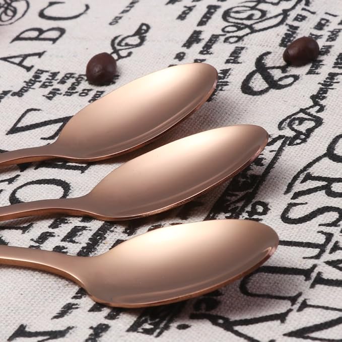 Buyer Star 12 Pieces Rose Gold Teaspoons 5.5-Inch Mini Coffee Spoons Stainless Steel Sugar Demitasse Espresso Spoons