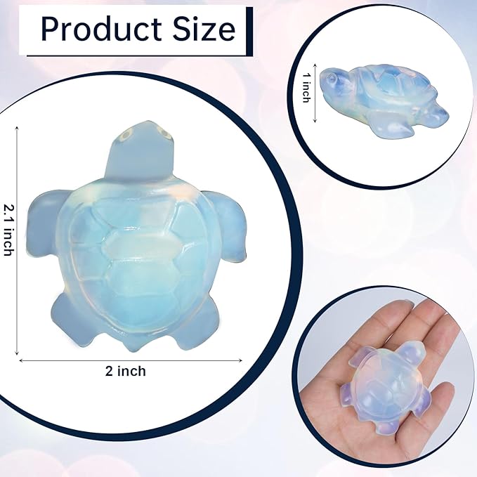 Crystal Travel Sea Turtle Figurines, White Opalite Sea Turtle Travel Gifts for Women Men Travelers, Hand Carved Good Luck Charm, Spiritual Companion Collectible Animal Statue Decors 2.1”