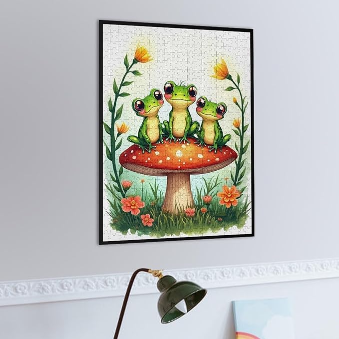 Jigsaw Puzzles for Adults 500 Piece - Colorful Frogs Wooden Puzzles, Unique Gifts for Wall Art，Family Puzzles，Educational Games，Challenge Puzzles