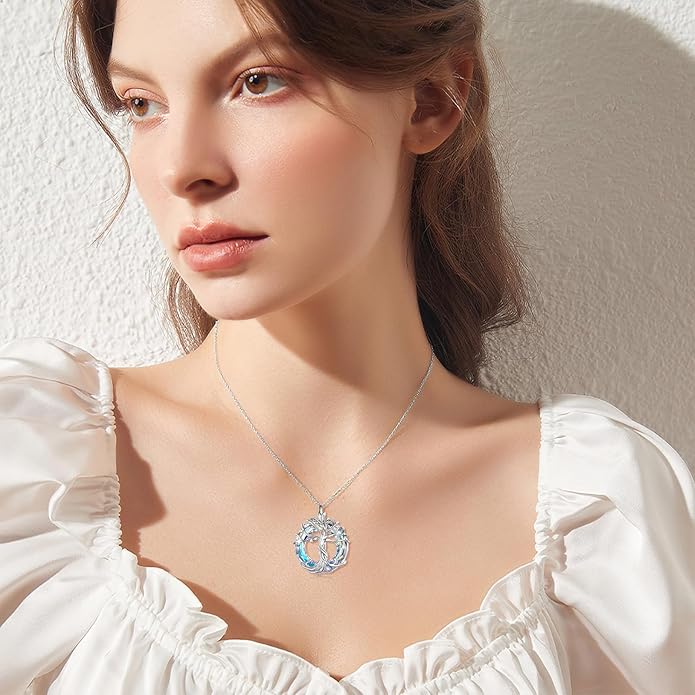 TOUPOP Tree of Life Necklace 925 Sterling Silver Family Tree Pendant Austrian Crystal Jewelry Valentines Day Birthday Gifts for Women Mom Wife Her