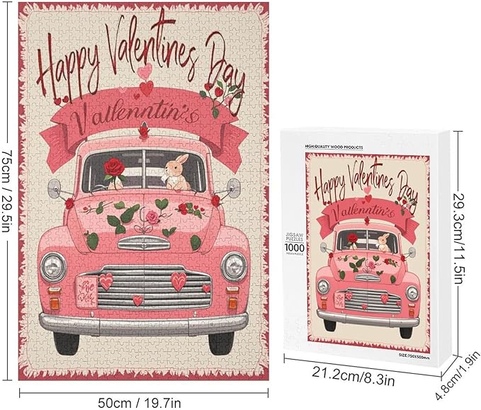 Jigsaw Puzzles for Adults 1000 Piece - Happy Valentine's Day Wooden Puzzle，Unique Gifts for Wall Art ，Family Puzzles，Educational Games，Challenge Puzzles Puzzle Games