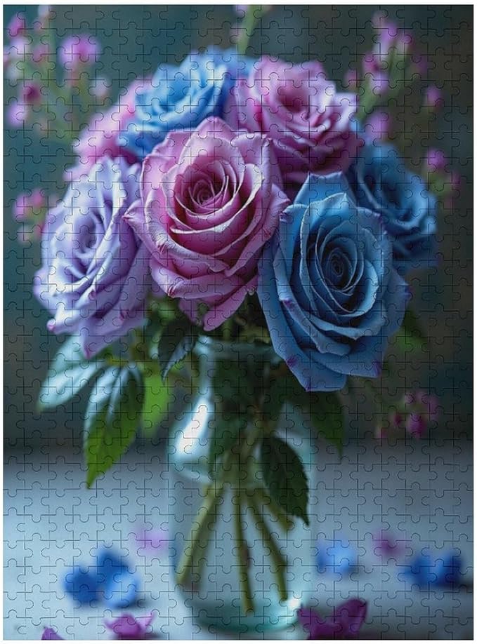 Jigsaw Puzzles for Adults 500 Piece - Colored Rose Themed Wooden Puzzles，Educational Games，Family Puzzles，Unique Gifts for Wall Art ，Funny Puzzles，Stress Relief Games，Puzzle Games