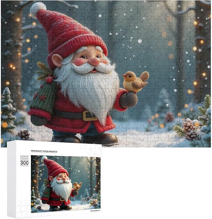 Wooden Puzzle - Vintage Christmas Gnome Wooden Puzzles for Adults 300 Pieces Challenge Puzzles，Educational Games，Family Puzzles，Unique Gifts for Wall Art ，Funny Puzzles