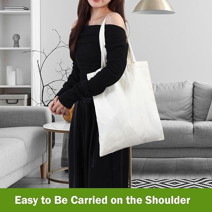 FF Sgdfc 2 Pcs Canvas Tote Bags, Natural Color Tote Bags 15 x 16 inch Sustainable Eco Friendly reusable, for Grocery Bags, DIY Gift Bags, Shopping Bags (Natural Colour)