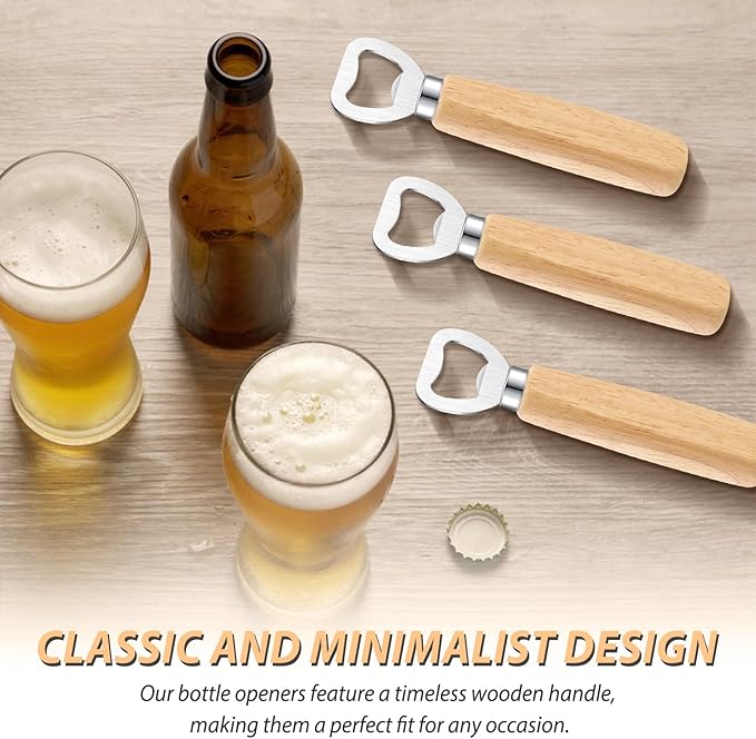 48pcs Bottle opener Beer Opener with Wooden Handle for engraving Cider Wine Bottle Opener Party Wedding Gifts