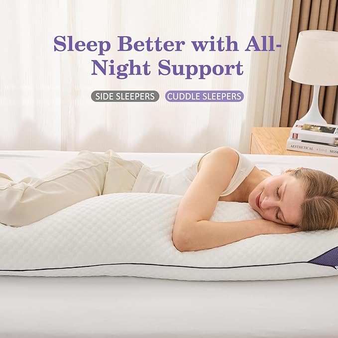HOMELAB Adjustable Shredded Memory Foam Body Pillow, Cooling Long Pillow with Washable Cover, Full Support for Side Sleepers, Back, Hip & Leg Comfort, 1 Pack 20"x52"