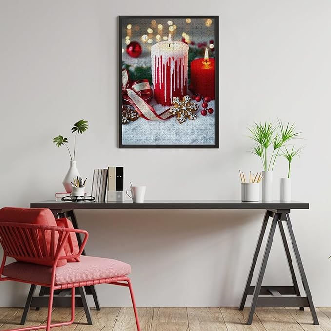 Jigsaw Puzzles for Adults 500 Piece - Merry Christmas，Christmas Candles Wooden Puzzle，Stress Relief Games，Funny Puzzle，Unique Gifts for Wall Art ，Family Puzzles，Educational Games，Challenge Puzzles