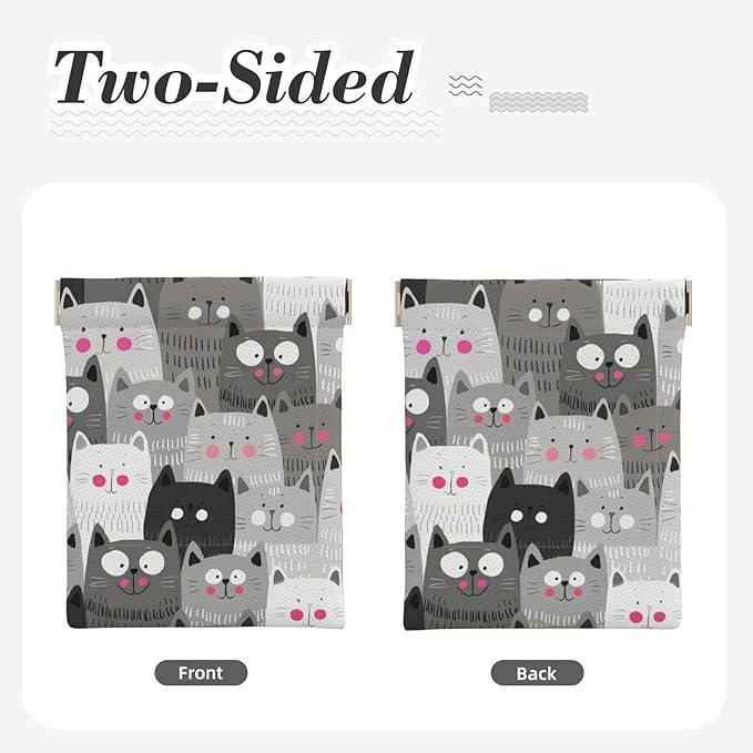 Coin Purse Cat Pattern Leather Squeeze Coin Purse Mini Pouch Change Wallet Bag Gifts for Women Kids Girls Key Holder