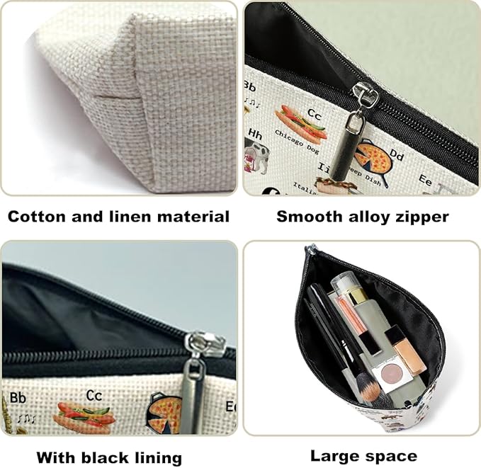 Chicago Alphabet Cosmetic Bag Makeup Bag Chicago Lovers Gift Chicago Travel Souvenir Merch Vacation Friendship Gifts for Women Chicago Lovers Girls Traveller Girls Trip Gifts Favors Christmas Birthday