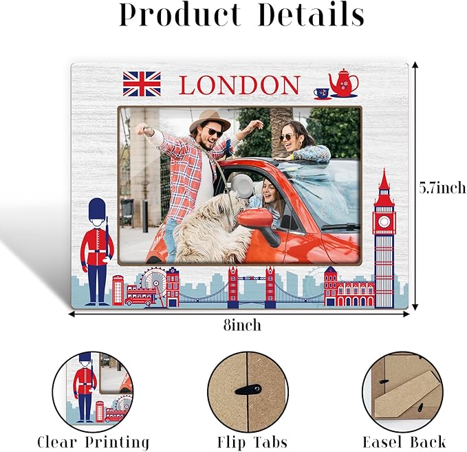 London Photo Frame, London Souvenirs, Tabletop Picture Frames for Vacation Honeymoon Gifts For Coworker Couples Friends Family, Home Office Table Decorative Supplies, Tabletop Display-21