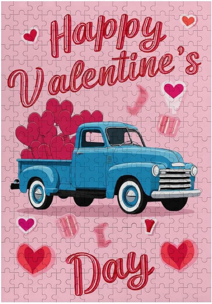 Wooden Puzzle - Happy Valentine's Day Jigsaw Puzzles，Wooden Puzzles for Adults 300 Pieces Challenge Puzzles，Educational Games，Family Puzzles，Unique Gifts for Wall Art