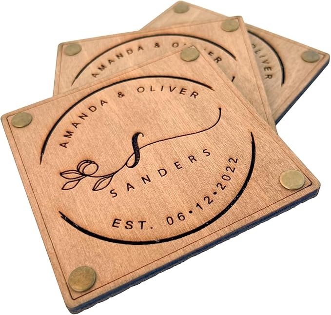 Personalized Wooden Coaster Wedding Favors for Guest in Bulk, Wedding Favor Coasters, Pack of 8 to 250