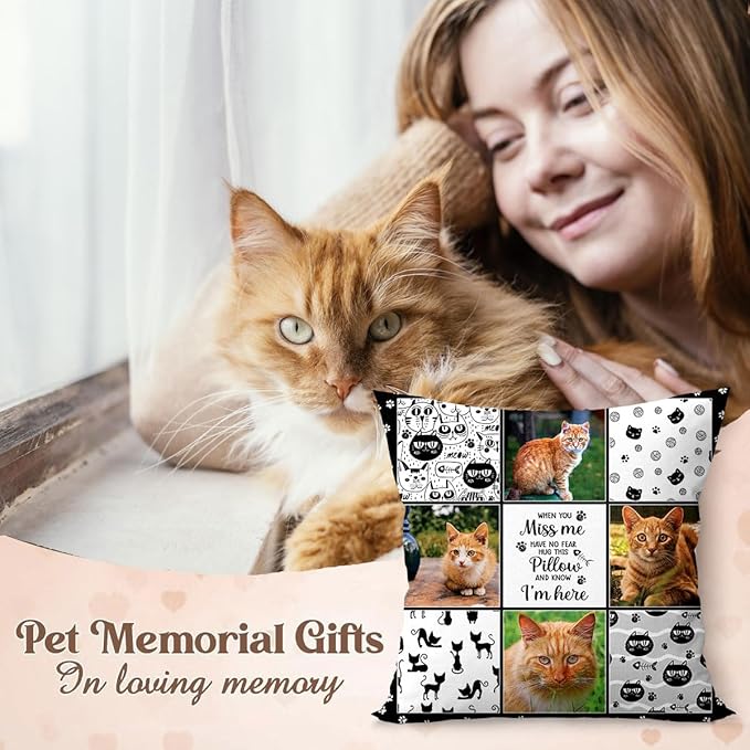 Custom Pet Memorial Throw Pillow (Insert Included), Pet Loss Sympathy Gift, Cat Memorial Gifts for Loss of Cat, Cat Remembrance Gifts, Pet Remembrance Gifts, Loss of Cat Sympathy Gift