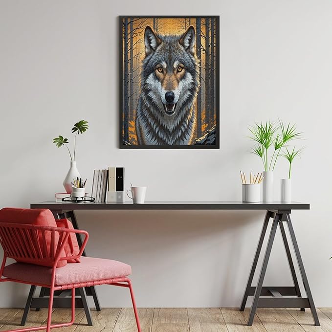 Puzzles for Adults 500 Pieces Wooden Jigsaw Puzzle - King of Wolves Theme Puzzle，Party Games，Family Toys，Educational Puzzles，Stress Relief Wooden Puzzle，Gifts for Family，Colleagues and Friends