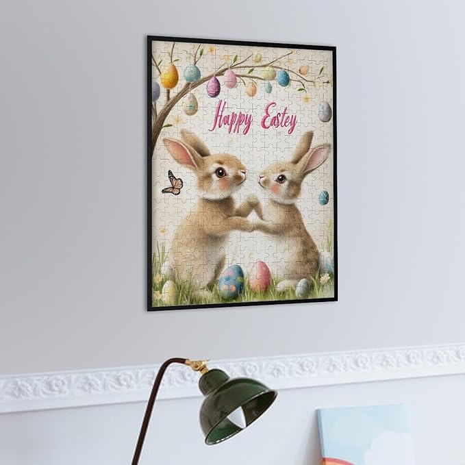 Wooden Puzzle - Easter and The Rabbit Jigsaw Puzzles，Wooden Puzzles for Adults 300 Pieces Unique Gifts for Wall Art，Challenge Puzzles，Educational Games，Family Puzzles