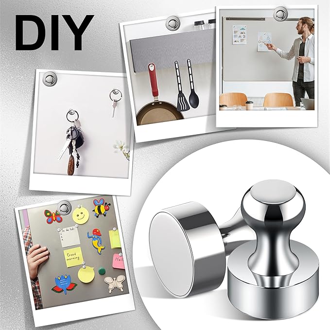 Tiergrade Metallic Magnets, Refrigerator Magnets, 60 Pack Magnetic Push Pins, Strong Fridge Magnets, Multi-use Whiteboard Magnets Perfect for Kitchen Office Classroom
