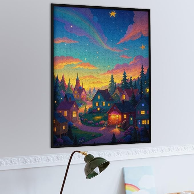 Jigsaw Puzzles for Adults 1000 Piece - Color Dream Town Themed Wooden Puzzles，Family Puzzles，Unique Gifts for Wall Art ，Funny Puzzles，Stress Relief Games，Puzzle Games