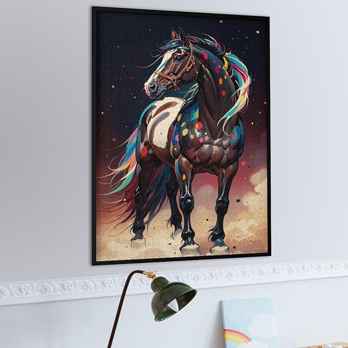 Jigsaw Puzzles for Adults 1000 Piece - Colorful Horses Themed Wooden Puzzles，Stress Relief Games，Puzzle Games Challenge Puzzles，Educational Games，Family Puzzles