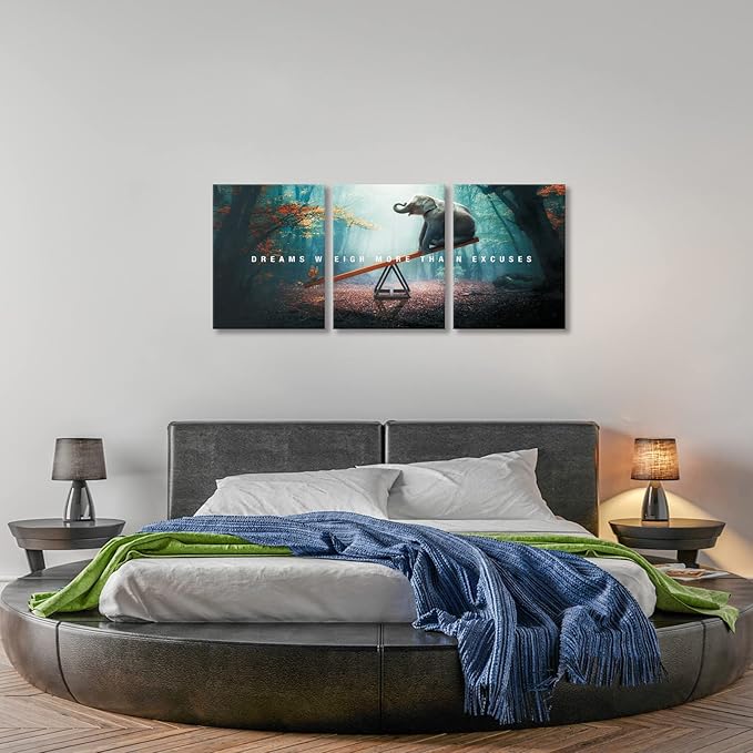 BWSPACE Motivational Wall Art Inspirational Quotes Poster Prints Modern Entrepreneur Office Wall Decoration for Bedroom Stretched and Framed Ready to Hang (12" W x 16" H x3)