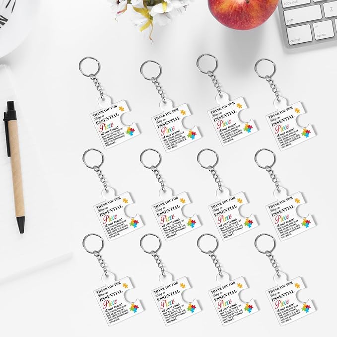 Team Appreciation Gifts for Employee Coworker Staff Bulk, Teamwork Thank You Gift Set Puzzle Piece Acrylic Keychains