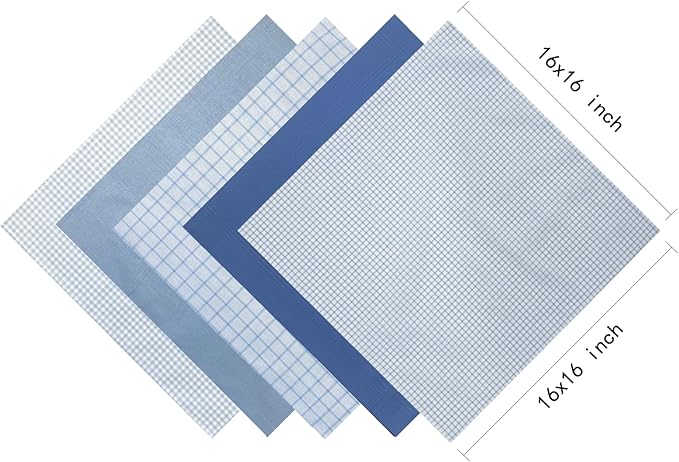 5 Pack Handkerchief Mens Cotton Luxury Hot Silver Gift Box Set, Vintage 40x40cm Fancy Design Pocket Square Hankie Gift Pack