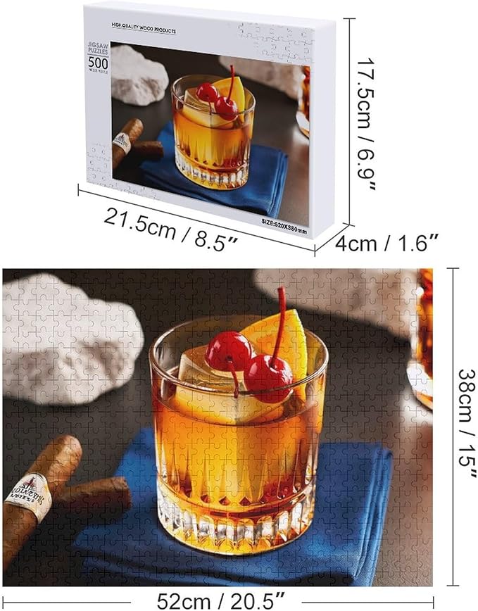 Old Fashioned Cocktail - 500 Piece Jigsaw Puzzles for Adults，Stress Relieving Game Props Positive Thinking Puzzles Party Entertainment Puzzles for Adults and Teens Toy
