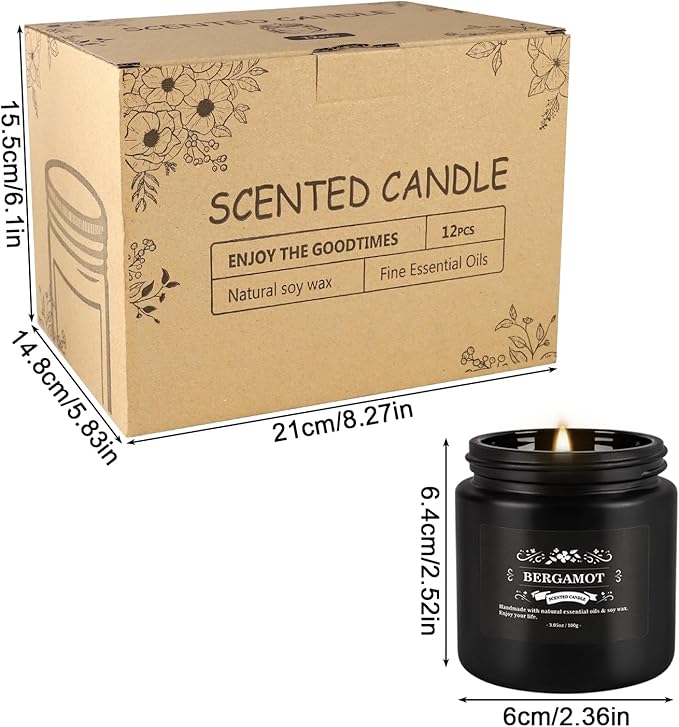 Scented Candles Gifts Set 12 Pack Soy Wax Travel Tin Jar Candles for Home 3.05 OZ for Mom for Christmas, Birthday, Thanksgiving, Mother's Day(Black)