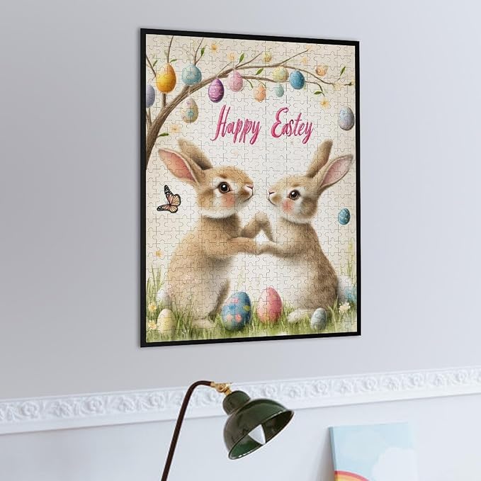 Wooden Puzzle - Easter and The Rabbit Jigsaw Puzzles，Wooden Puzzles for Adults 500 Pieces Unique Gifts for Wall Art，Challenge Puzzles，Educational Games，Family Puzzles