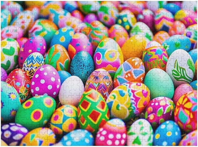 Wooden Puzzle - Easter Eggs Jigsaw Puzzles，Wooden Puzzles for Adults 500 Pieces Challenge Puzzles，Educational Games，Family Puzzles，Unique Gifts for Wall Art,Funnny Puzzles
