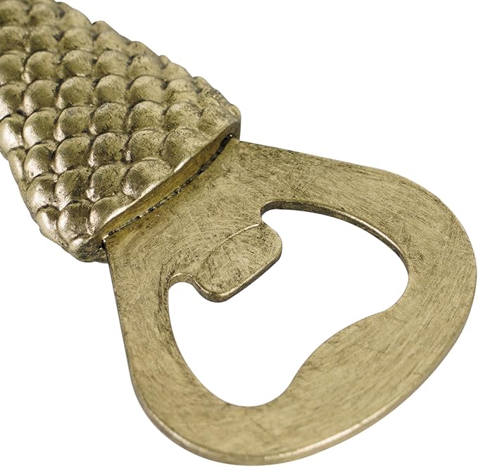 Vintage Fish Tail Beer Bottle Opener Functional Bottle Opening Father's Day Christmas Birthday Gift for Men Husband Father Beer Lovers Funny Metal Decor for Homes Kitchen Man Cave, Gold