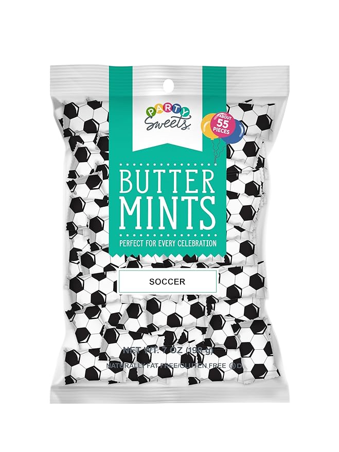 Party Sweets Soccer Buttermints by Hospitality Mints, Appx 300 mints, 7-Ounce Bags (Pack of 6)