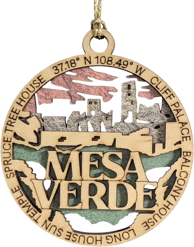 Mesa Verde National Park Cliff Dwelling Wooden Ornament - 3" Laser Cut Christmas Tree Decoration Souvenir