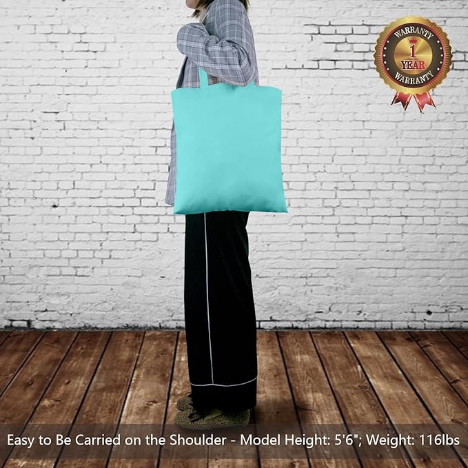 TOPDesign 24-Pack Economical 16"x15" Aqua Blue Cotton Tote Bags, Lightweight Medium Reusable Grocery Shopping Cloth Bags, Suitable for DIY, Advertising, Promotion, Gift, Activity