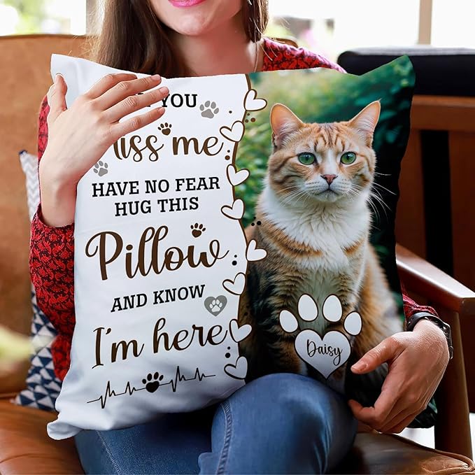 Custom Pet Memorial Throw Pillow (Insert Included), Pet Memorial Gifts, Cat Memorial Gifts For Loss Of Cat, Cat Memorial Pillow, Pet Remembrance Gifts, Pet Memorial Gifts Cat, Lost Pet Memorial Gift