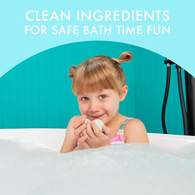 Dabble & Dollop Mini Bath Bombs, 100% Natural Droplets for Kids, Soothing Scents - Resealable Pouches, Fizzy, Moisturizing & Fun, Vegan, Gluten-Free, Cruelty-Free (Set of 24)