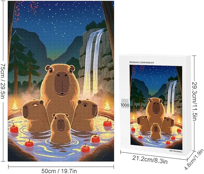 Jigsaw Puzzles for Adults 1000 Piece - Cute Capybara Wooden Puzzles, Funny Puzzles，Unique Gifts for Wall Art，Family Puzzles，Educational Games，Challenge Puzzles